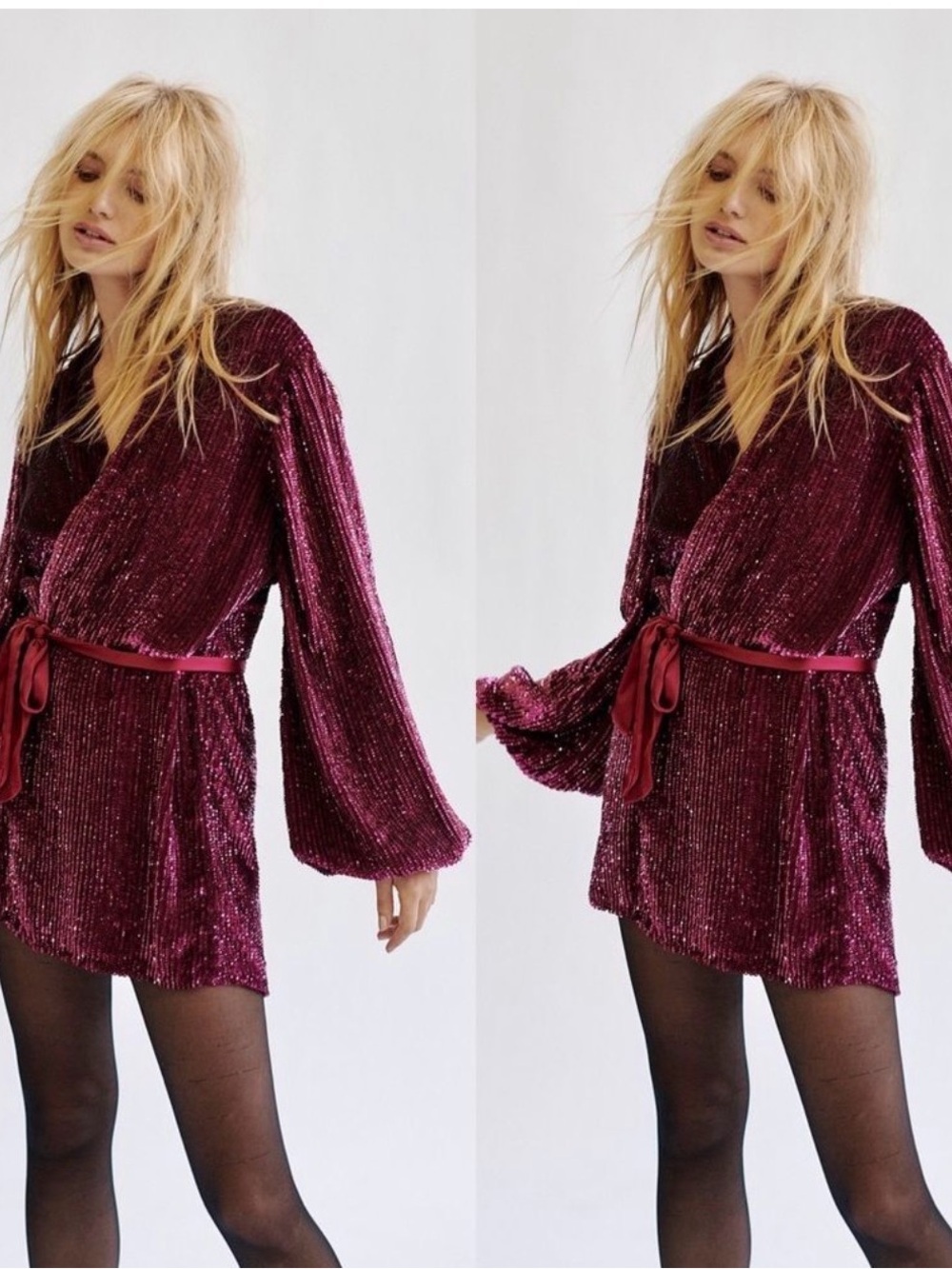 Free People Annmarie Sequins Mini Dress Kimono $450